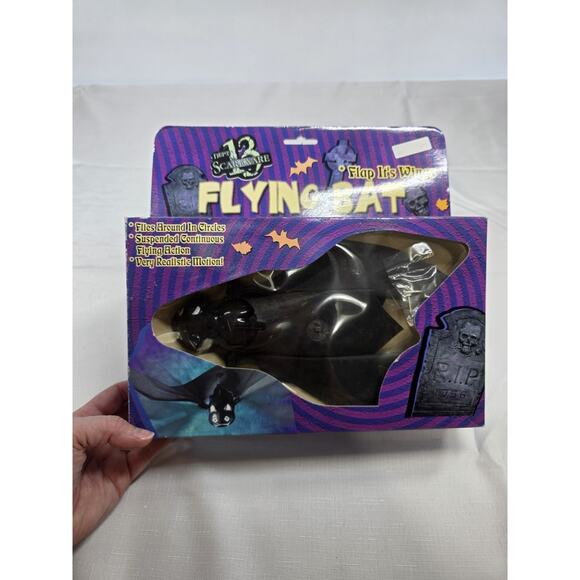 Lot of 3 Vintage Gemmy Hanging Flying Bat Halloween...